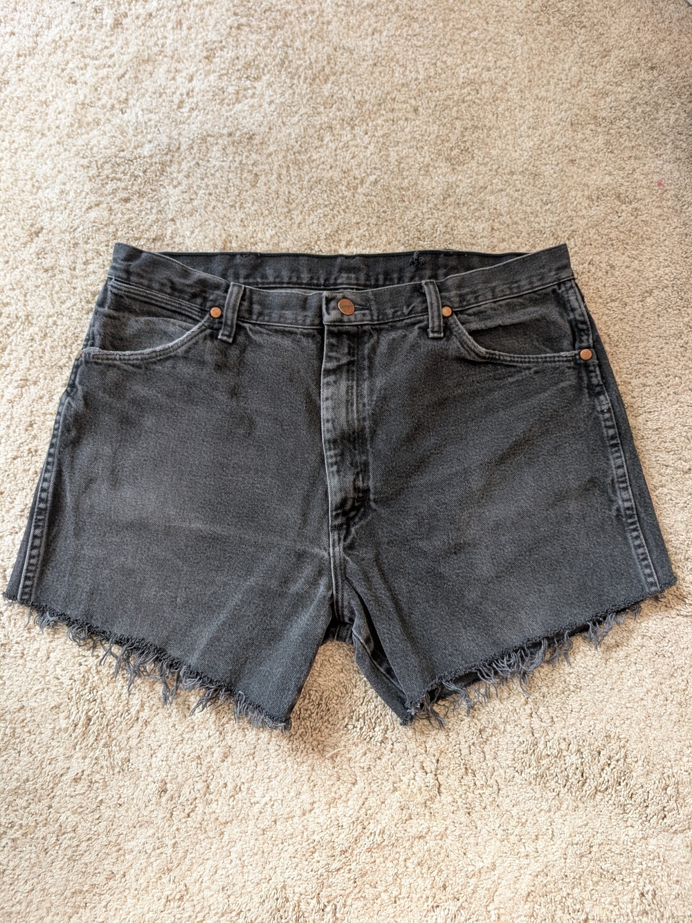 Vintage Wrangler Black Washed High-Rise Denim Cutoff Shorts